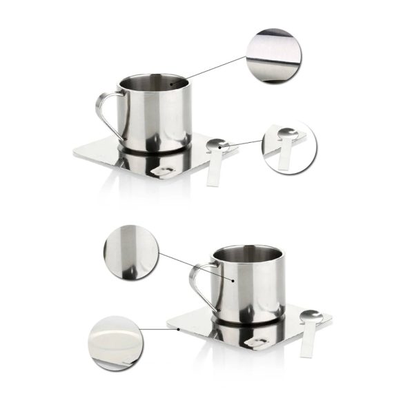 Premium Stainless Steel Thermal Coffee Set – Double-Layered Insulation, Korean-Inspired Design, Includes Cup, Spoon & Plate - Image 7