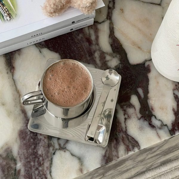 Premium Stainless Steel Thermal Coffee Set – Double-Layered Insulation, Korean-Inspired Design, Includes Cup, Spoon & Plate - Image 5