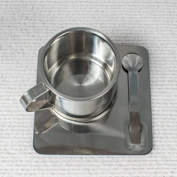 Premium Stainless Steel Thermal Coffee Set – Double-Layered Insulation, Korean-Inspired Design, Includes Cup, Spoon & Plate - Image 3