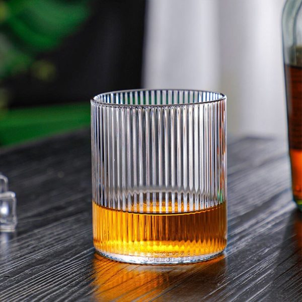 Japanese Style Clear Striped Glass Cup - Image 5