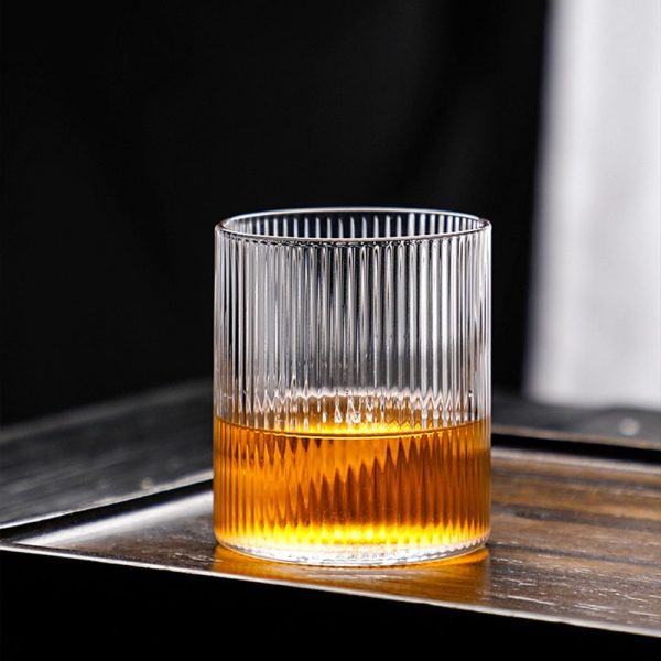 Japanese Style Clear Striped Glass Cup - Image 3