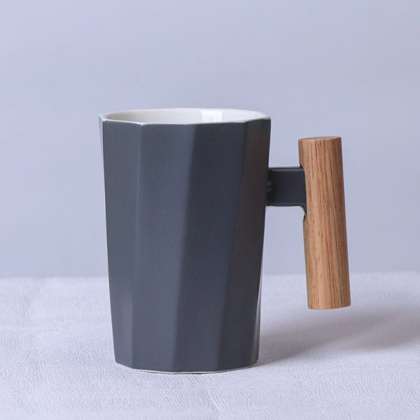 Nordic Oversized Ceramic Mug with Wooden Handle & Lid - 12.8 oz Scandinavian Cup - Image 4