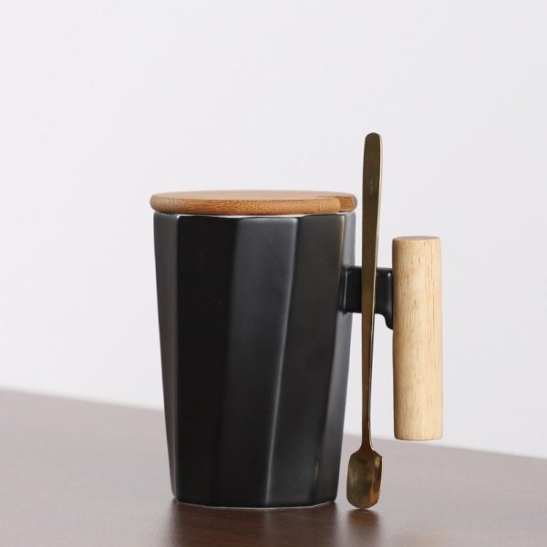 Nordic Oversized Ceramic Mug with Wooden Handle & Lid - 12.8 oz Scandinavian Cup - Image 9