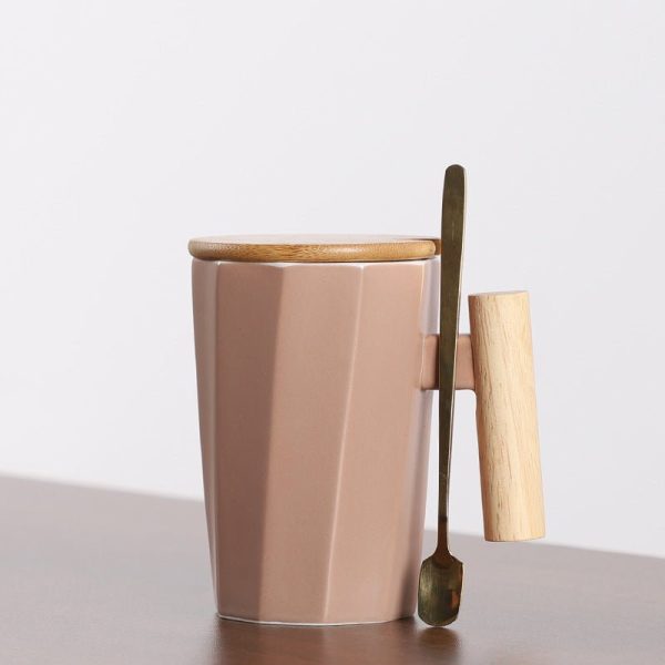 Nordic Oversized Ceramic Mug with Wooden Handle & Lid - 12.8 oz Scandinavian Cup - Image 3