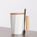 Nordic Oversized Ceramic Mug with Wooden Handle & Lid - 12.8 oz Scandinavian Cup