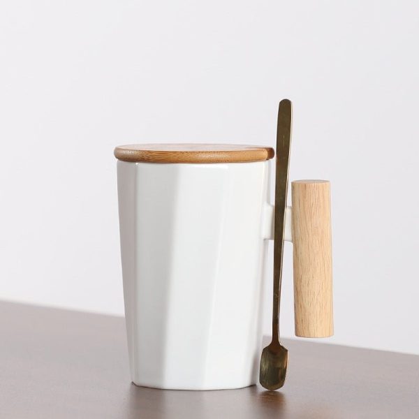 Nordic Oversized Ceramic Mug with Wooden Handle & Lid - 12.8 oz Scandinavian Cup - Image 7