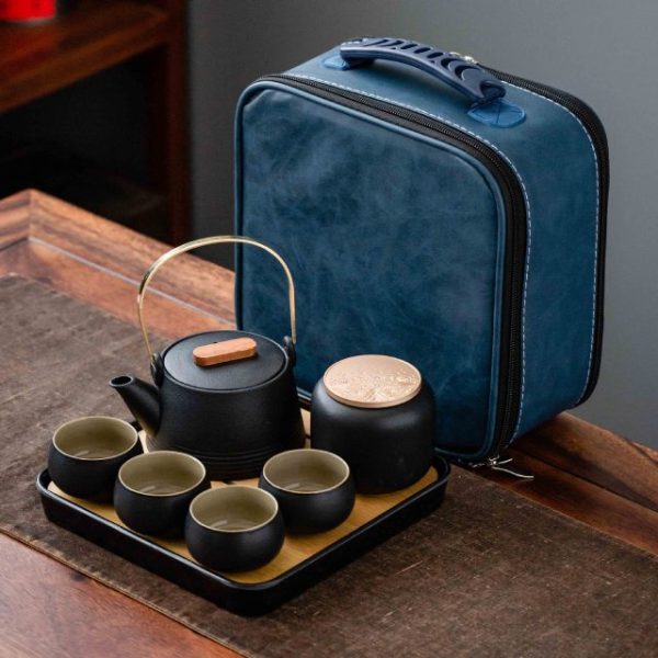 Premium Pottery Tea Set with Bamboo Tray – Handcrafted Teapot & Cups - Image 4