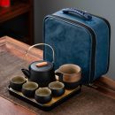 Premium Pottery Tea Set with Bamboo Tray – Handcrafted Teapot & Cups
