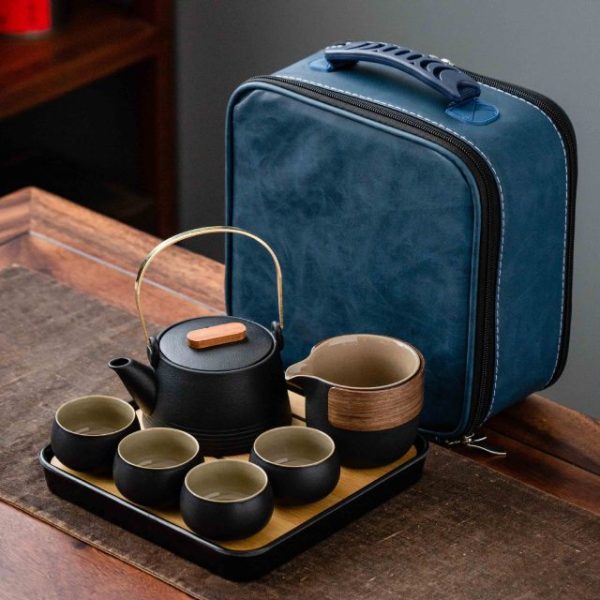 Premium Pottery Tea Set with Bamboo Tray – Handcrafted Teapot & Cups - Image 5