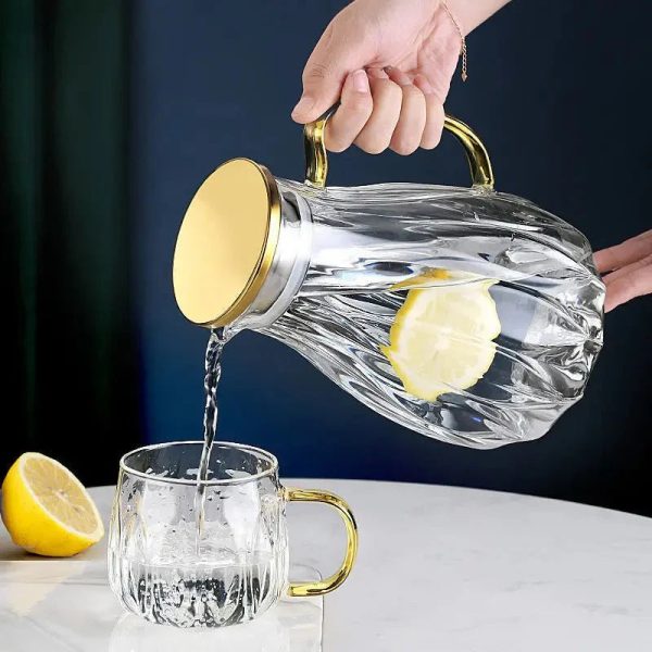 Retro Style Glass Water Jug & Matching Cups - Image 2