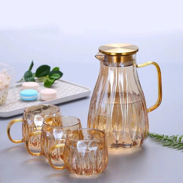 Retro Style Glass Water Jug & Matching Cups - Image 4